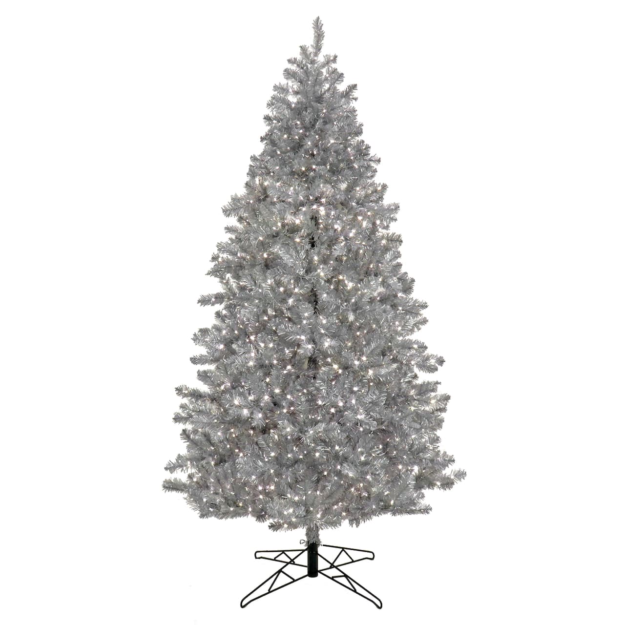7.5ft. Pre-Lit Silver Metallic Artificial Christmas Tree, White LED Lights